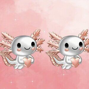 Cute Axolotl Stud Light Pink Enamel Studs Women's Fashion Earrings set